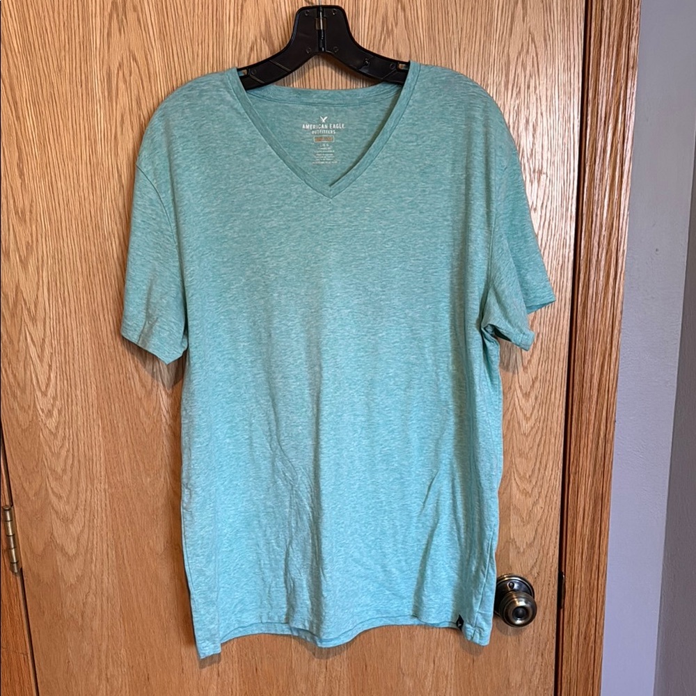 American Eagle Outfitters Teal V-Neck Shirt